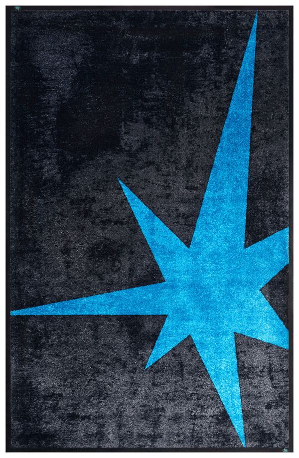 Teppich Stella Blu in Grau und Hellblau mit einem großen Stern