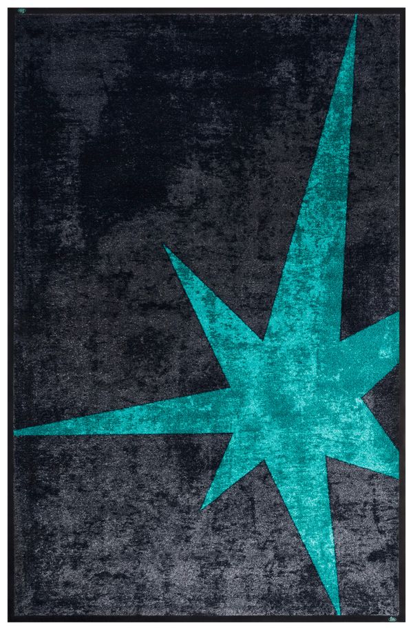 Teppich Stella Verde in Grau und Türkis mit einem großen Stern